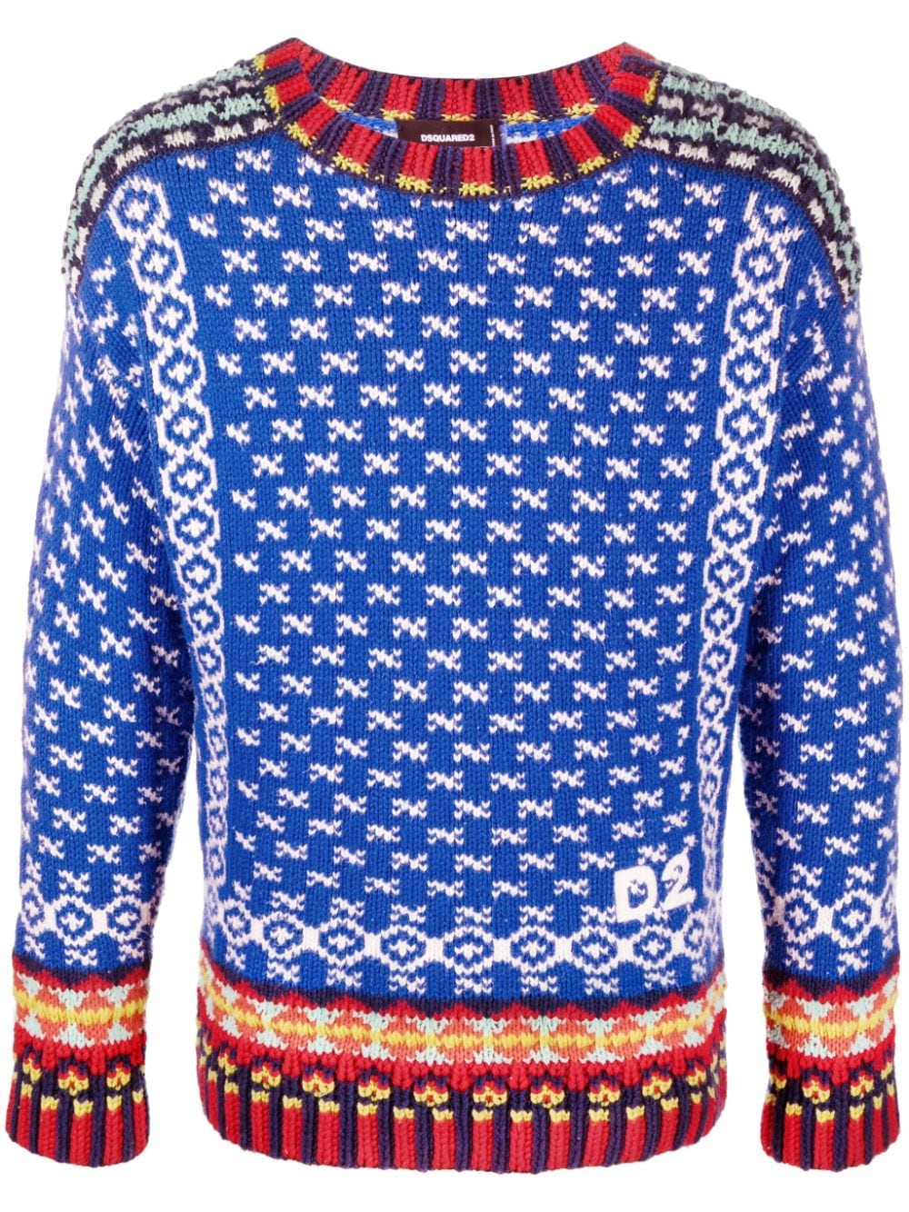 DSQUARED2 INTARSIA-KNIT LOGO-EMBROIDERED JUMPER