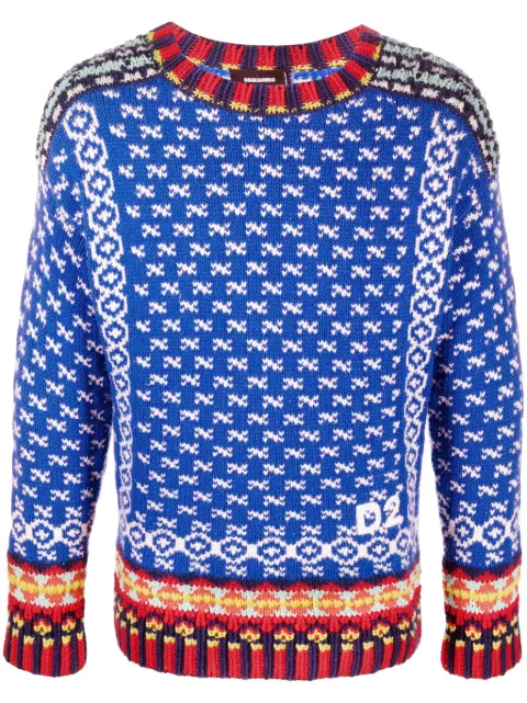 intarsia-knit logo-embroidered jumper