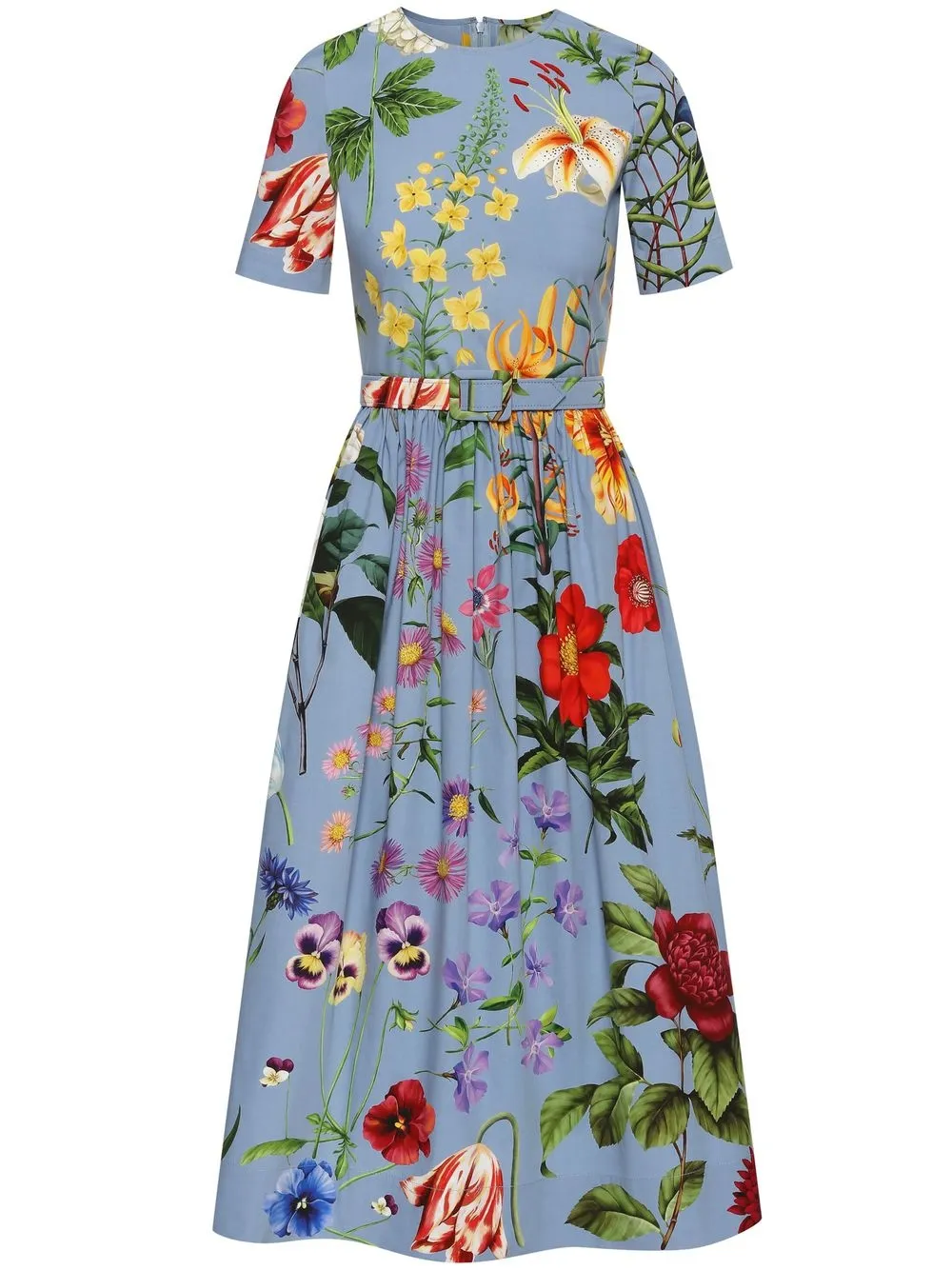 

Oscar de la Renta vestido midi con estampado floral - Azul