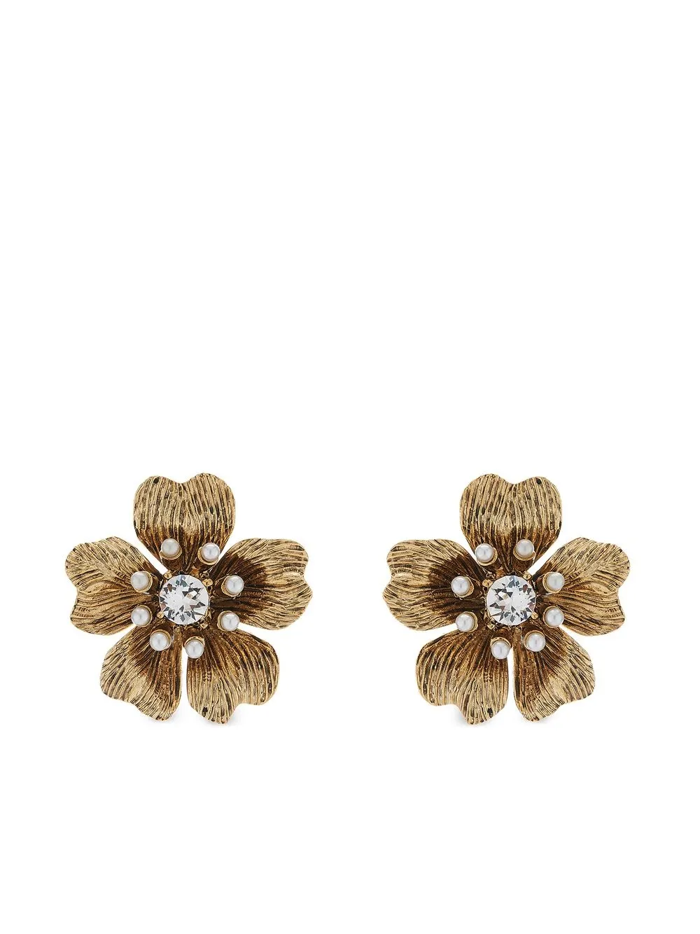 

Oscar de la Renta floral stud earrings - Gold