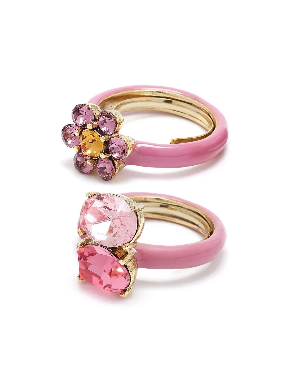 

Oscar de la Renta set de anillos con motivo floral - Morado