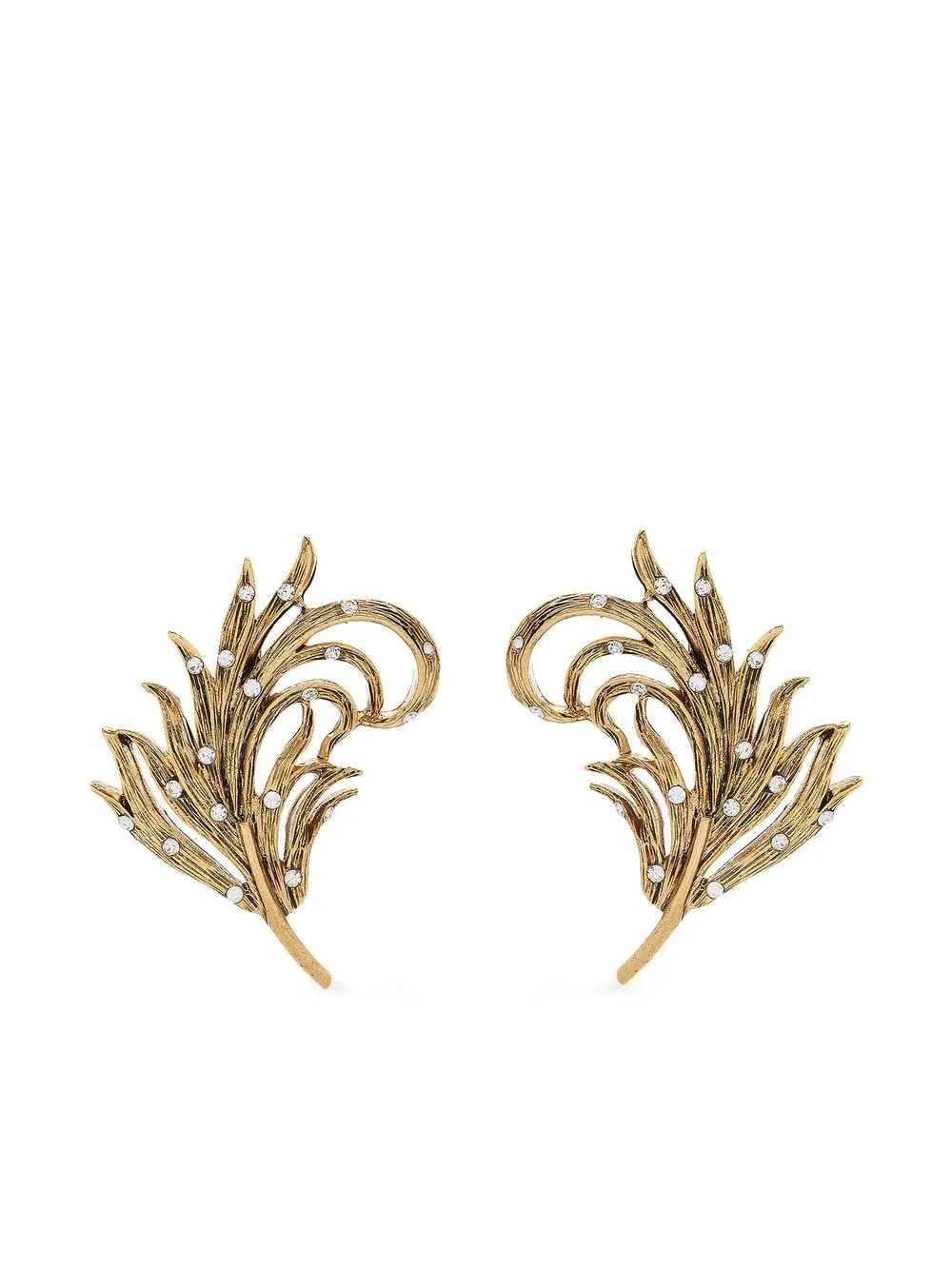 

Oscar de la Renta crystal-embellished feather earrings - Gold