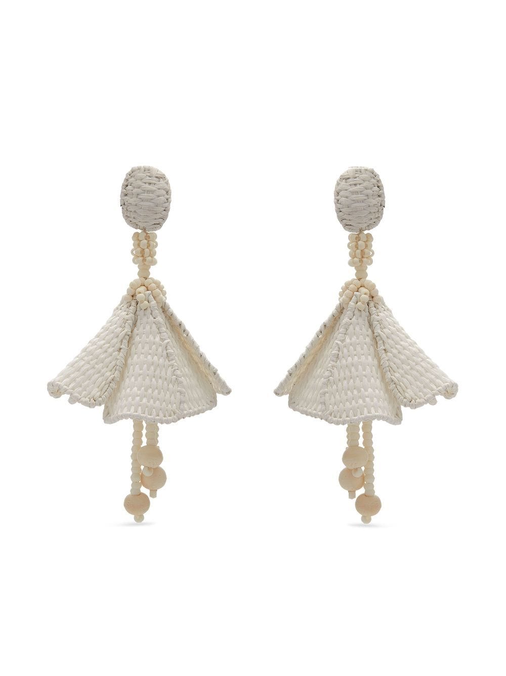 Image 1 of Oscar de la Renta woven flower-pendant earrings