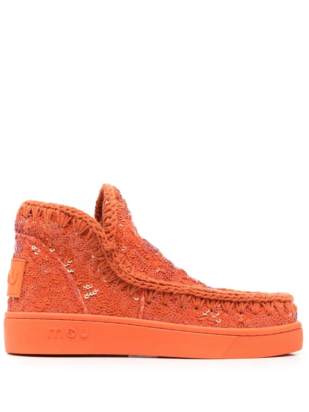 

Mou sequin-design logo-patch boots - Orange