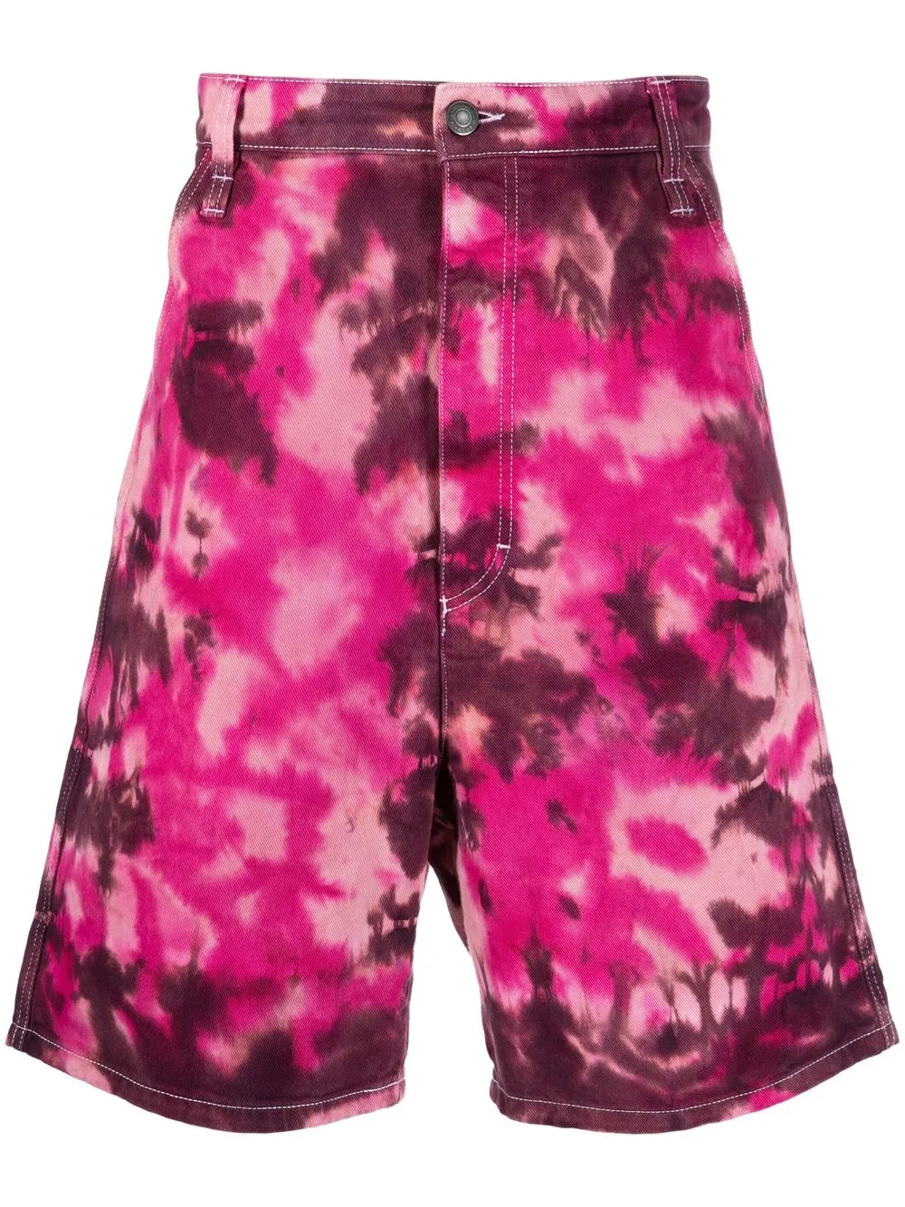 Ami Alexandre Mattiussi Ami Paris Tie-dye Denim Bermuda Shorts In Pink