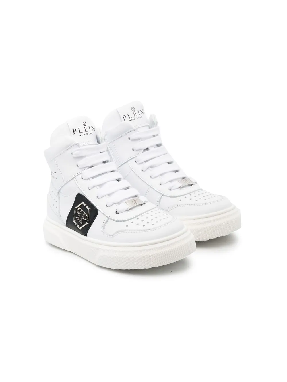 

Philipp Plein Junior tenis altos con parche del logo - Blanco