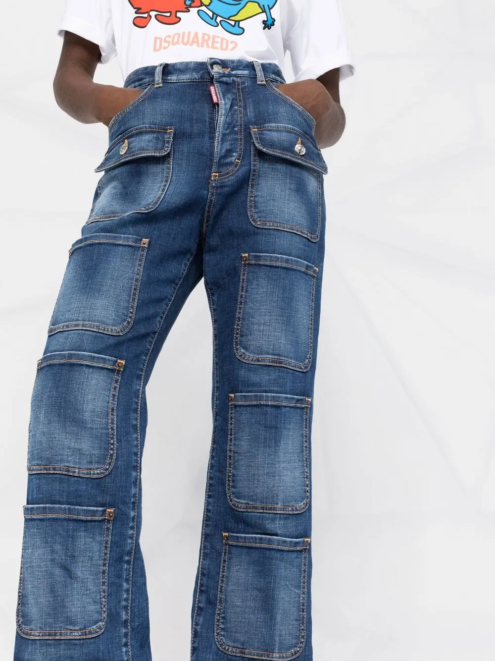  Dsquared2 Vaqueros De Talle Alto Con Múltiples Bolsillos - Azul 