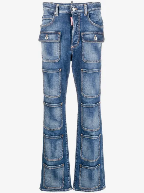 DSQUARED2 jeans de tiro alto con múltiples bolsillos