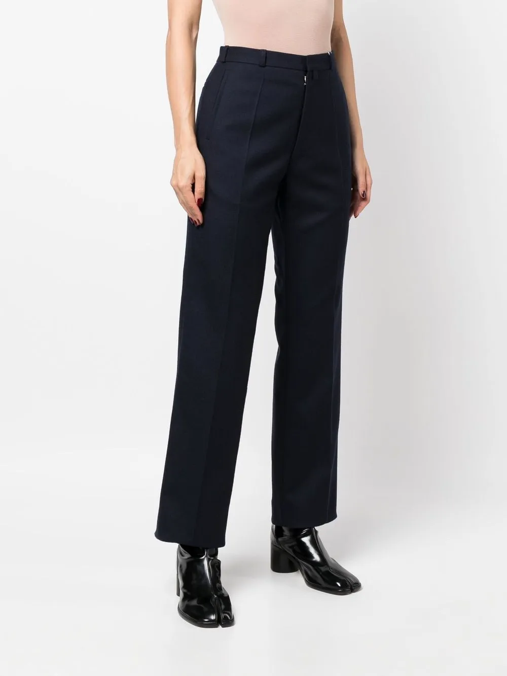 Maison Margiela 4 Women's Usual Shape Wool Silk Black Dress Pants