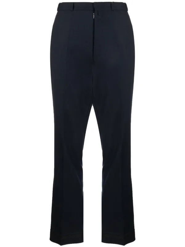 Wide wool trousers  Dark blueChecked  Ladies  HM IN