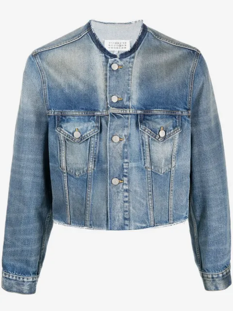 Maison Margiela collarless cropped denim jacket