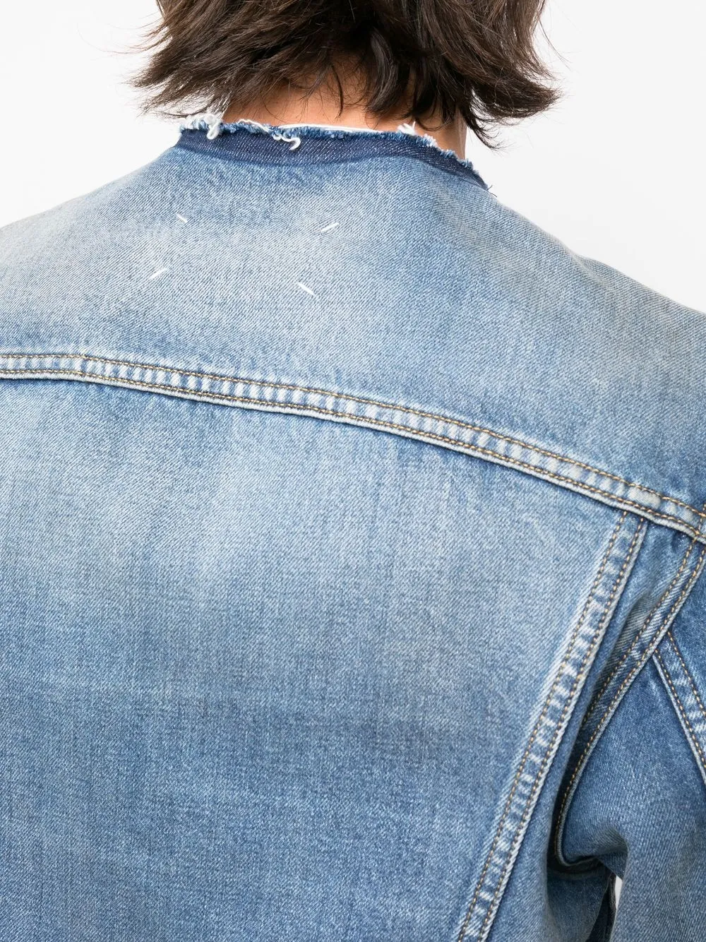 Collared Neck Dropped Shoulder Denim Jacket - Light / XS