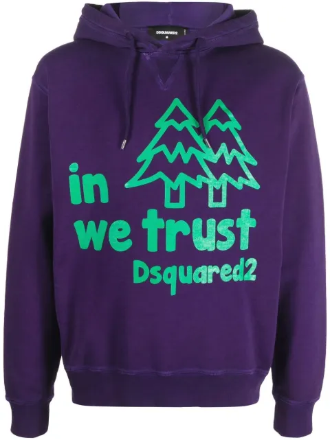 slogan-print drawstring hoodie