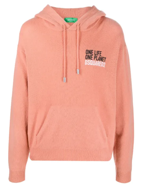 DSQUARED2 logo-embroidered cashmere hoodie
