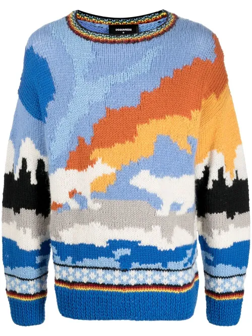 Pull en maille intarsia - DSQUARED2 - Modalova
