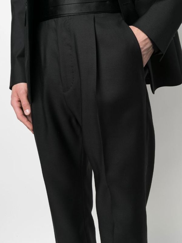 Men High Waist Trousers England Business Suit Pants Straight Slim Fit  Bottoms  eBay