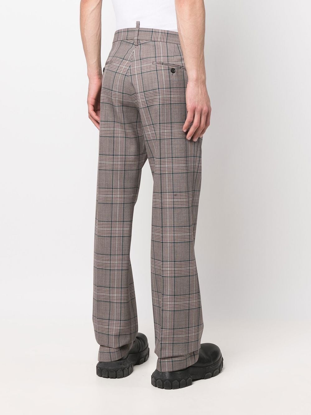 Shop Dsquared2 Straight-leg Checked Trousers In Brown