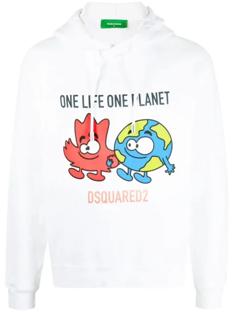 graphic-print drawstring hoodie