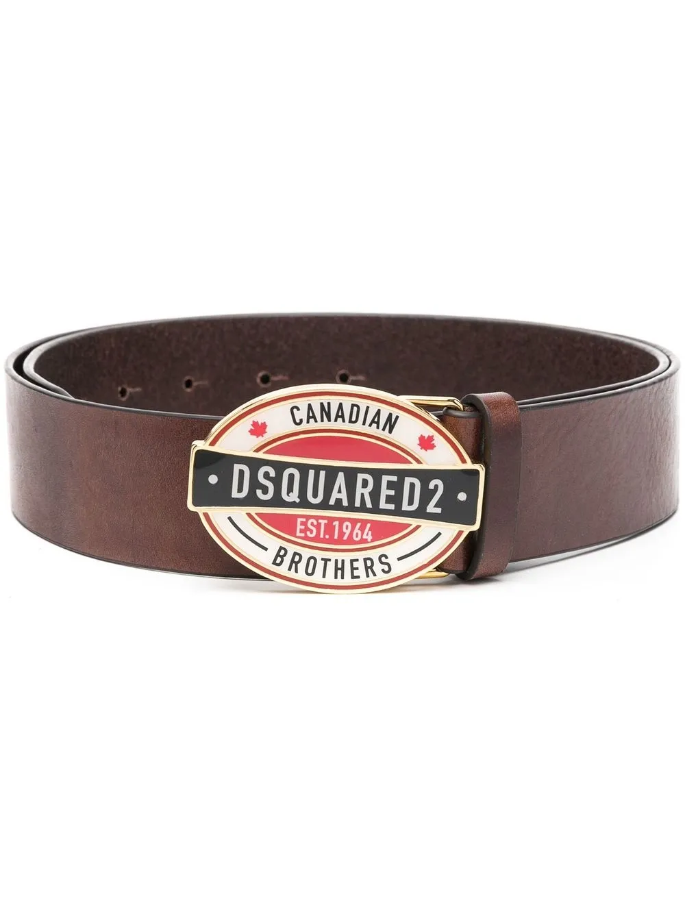 logo-buckle leather belt