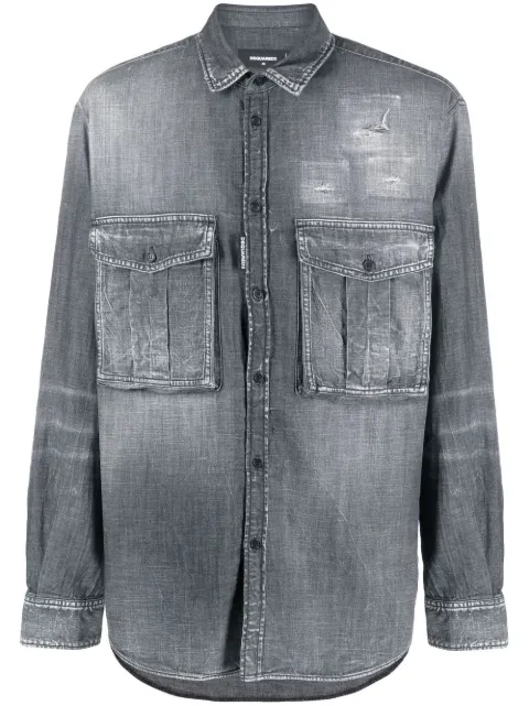 distressed denim shirt