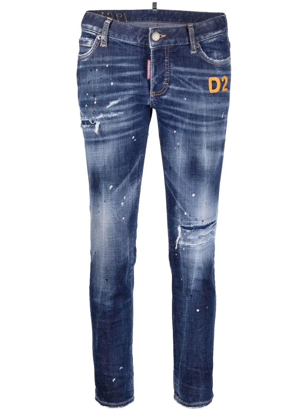 

Dsquared2 skinny jeans con efecto envejecido y logo bordado - Azul