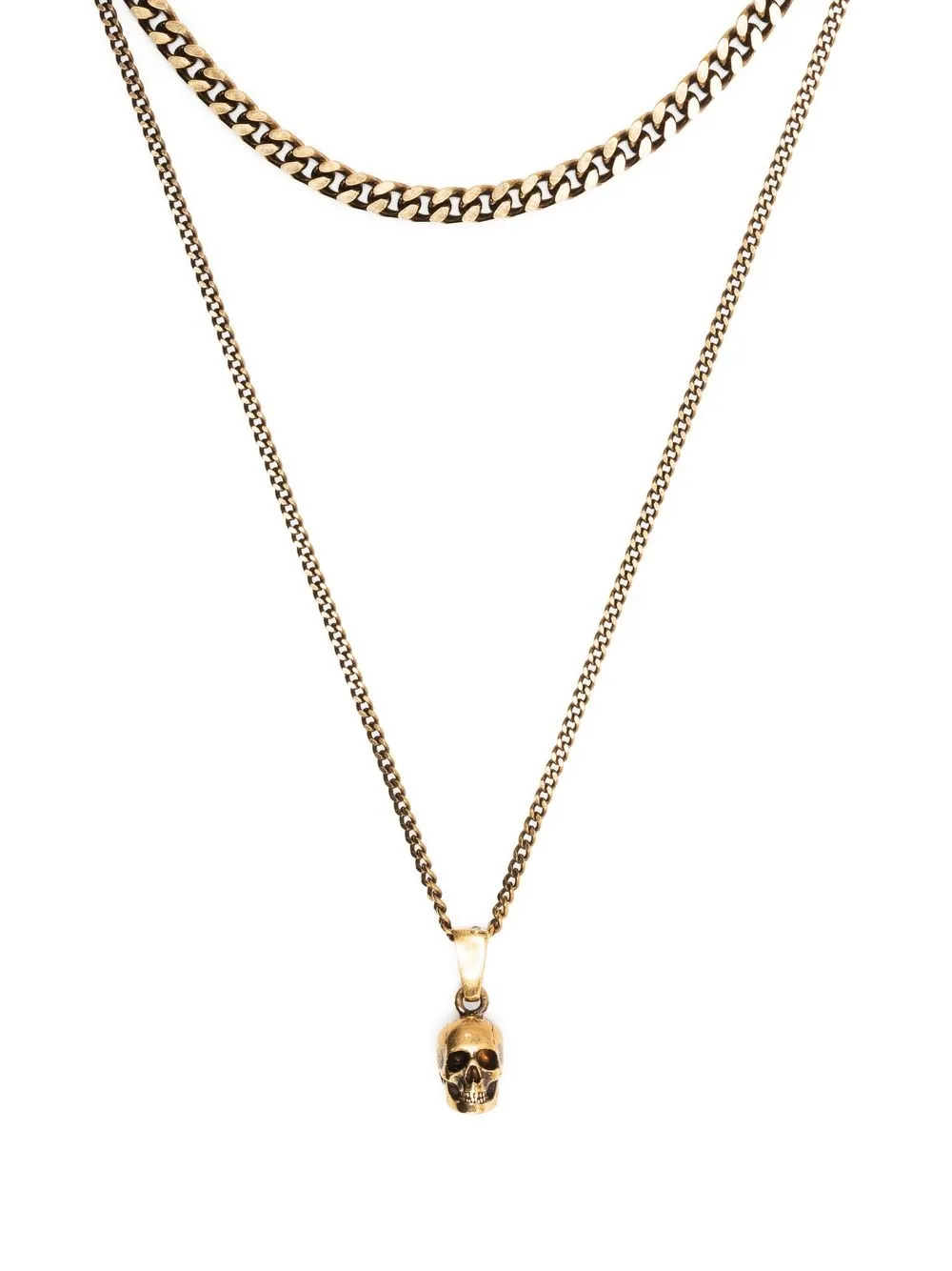 

Alexander McQueen skull-pendant double-chain necklace - Gold