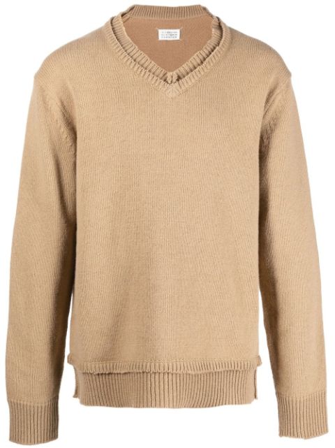 Maison Margiela V-neck elbow-patch jumper Men