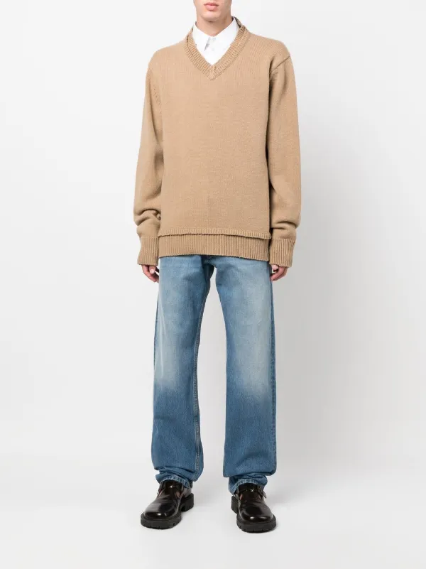 Maison Margiela elbow-patch Crew Neck Jumper - Farfetch