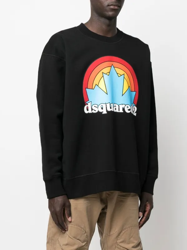 スウェット・トレーナー DSQUARED2 BLACK COTTON SWEATSHIRT WITH LOGO Dsquared2 Logo-print Cotton Sweatshirt In Black | ModeSens