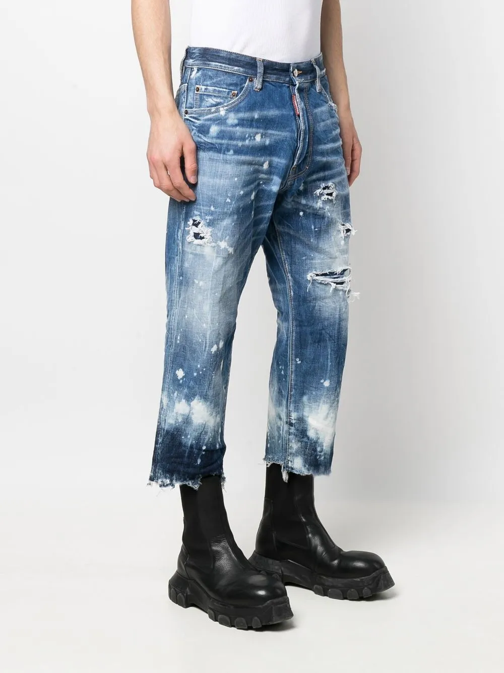 dsquared2 仿旧露踝牛仔裤