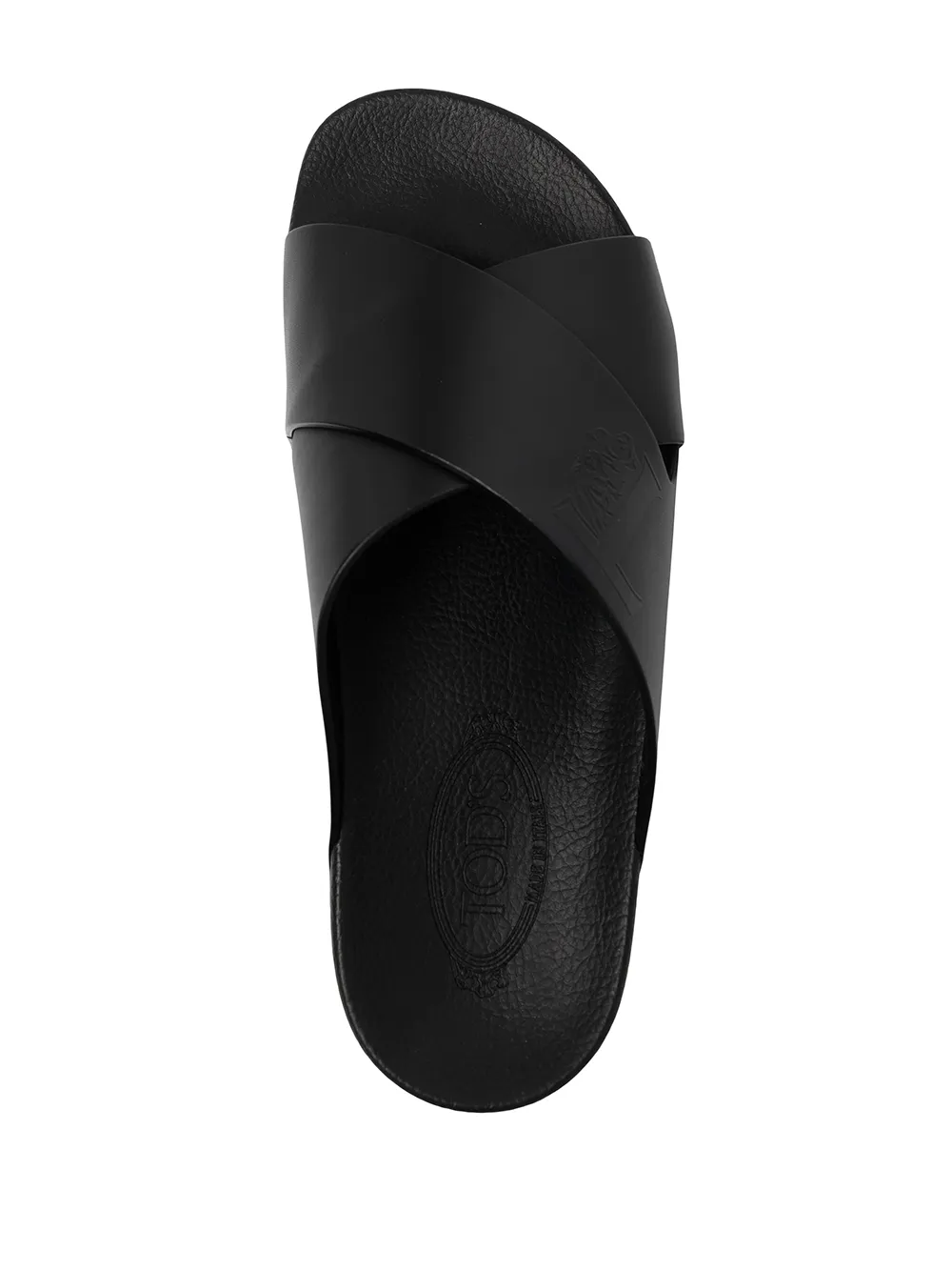 Tod's Logo-debossed Leather Slides In Black