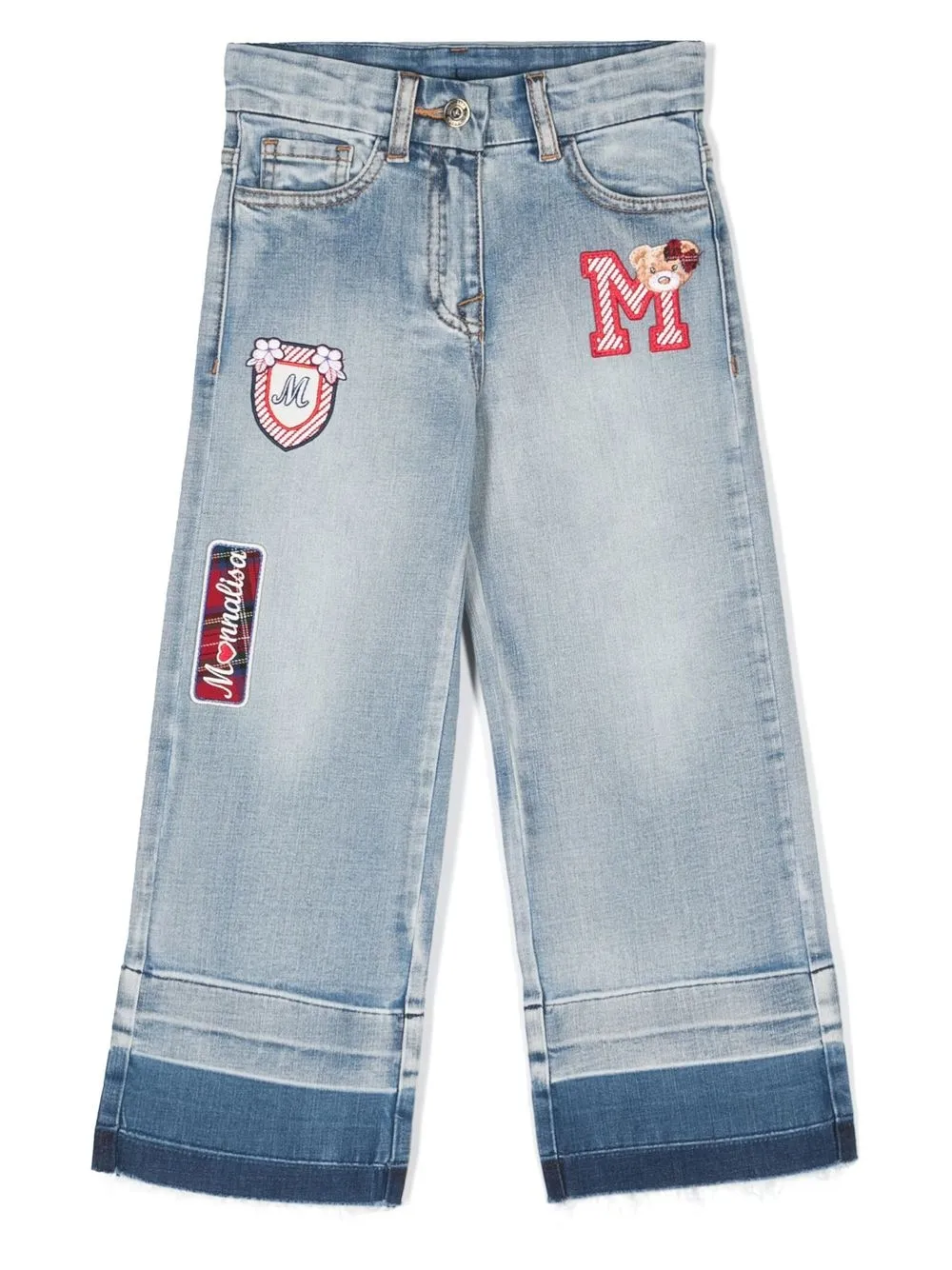 

Monnalisa jeans anchos con motivo teddy bear - Azul