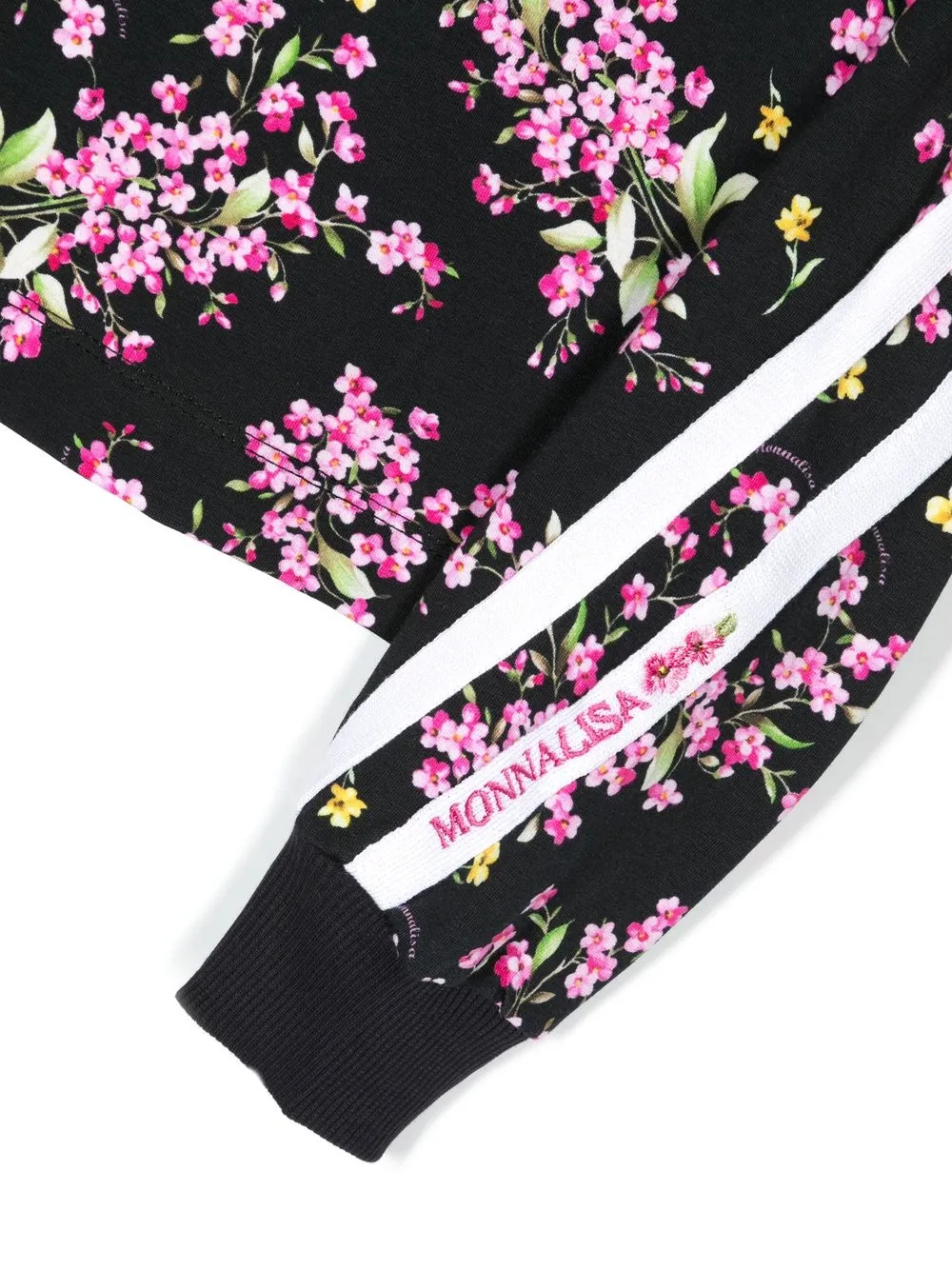  Monnalisa Floral Print Cropped Sweatshirt - Black 