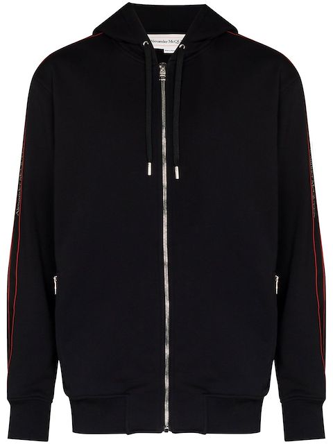 Alexander McQueen logo-tape zip-up hoodie 