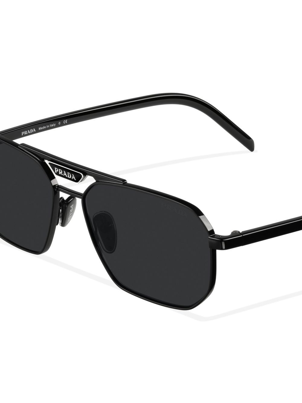 Shop Prada Symbole Geometric-frame Sunglasses In Black