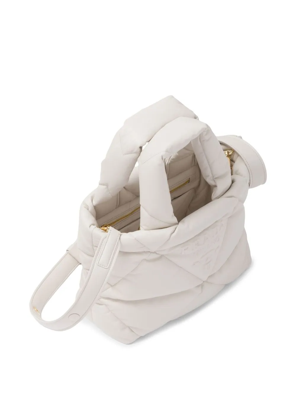 Prada Logoembellished Quilted Tote Bag In White ModeSens