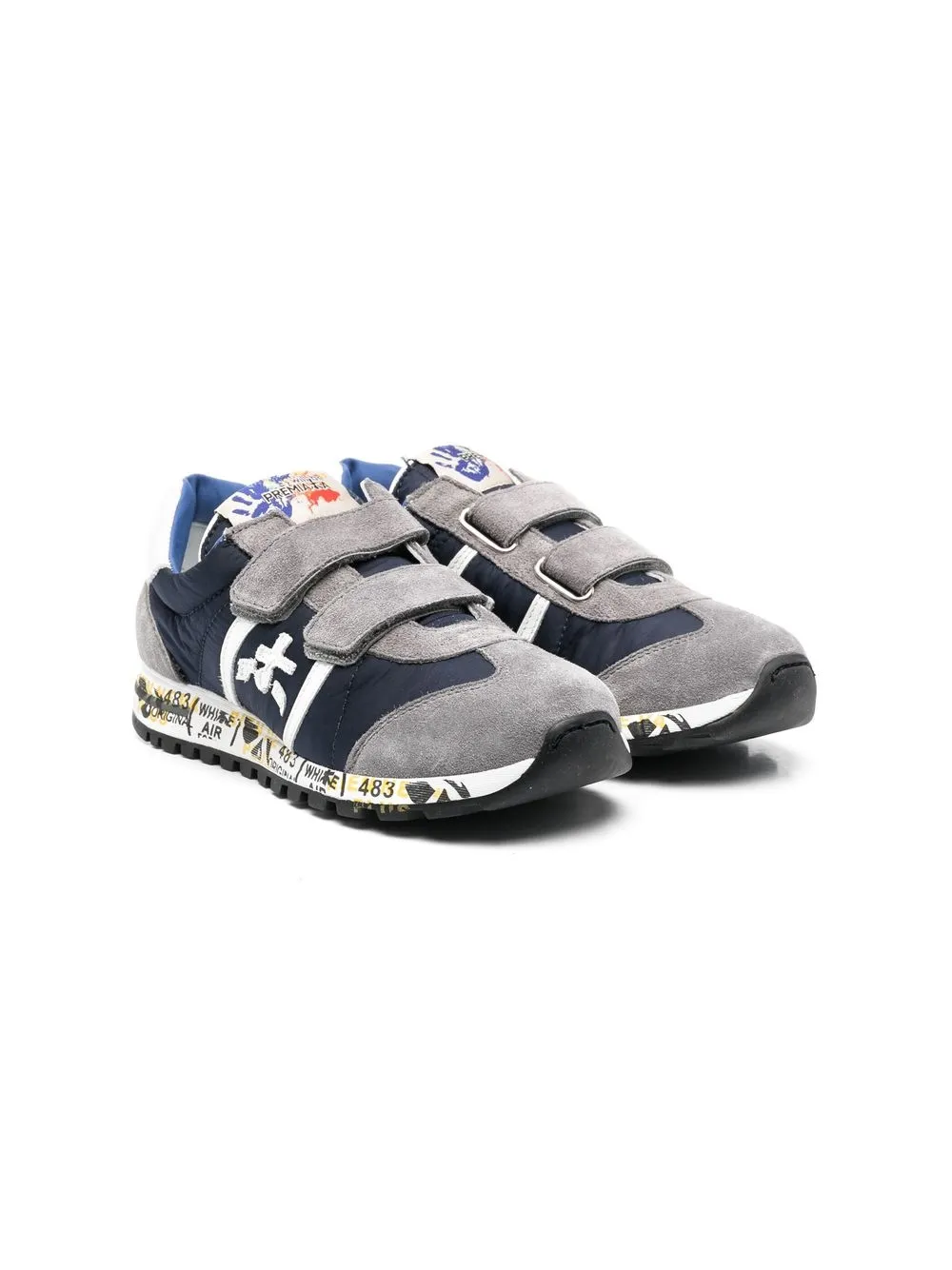 

Premiata Kids tenis bajos con agujetas - Gris