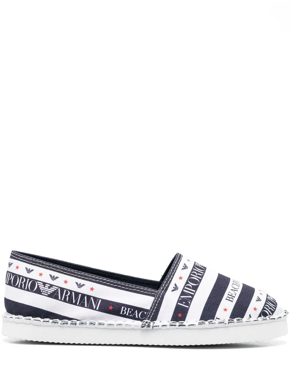 

Emporio Armani logo-print striped espadrilles - White