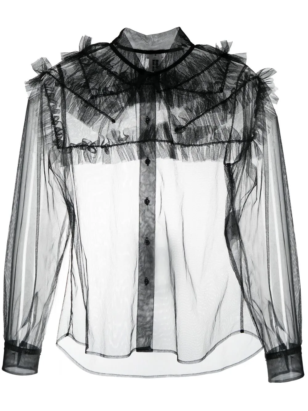 

Comme Des Garçons Noir Kei Ninomiya blusa transparente con volantes - Negro