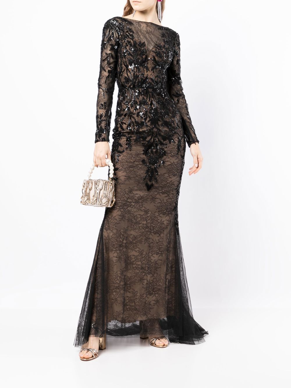 Image 2 of Zuhair Murad sequinned floral-lace gown