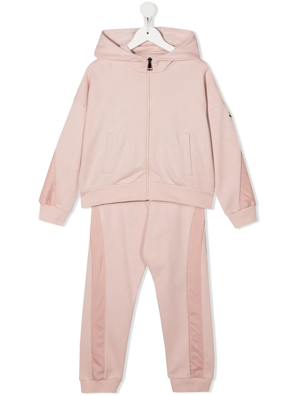 

Moncler Enfant traje deportivo con paneles en contraste - Rosado