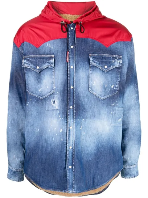 DSQUARED2 hooded hybrid denim jacket