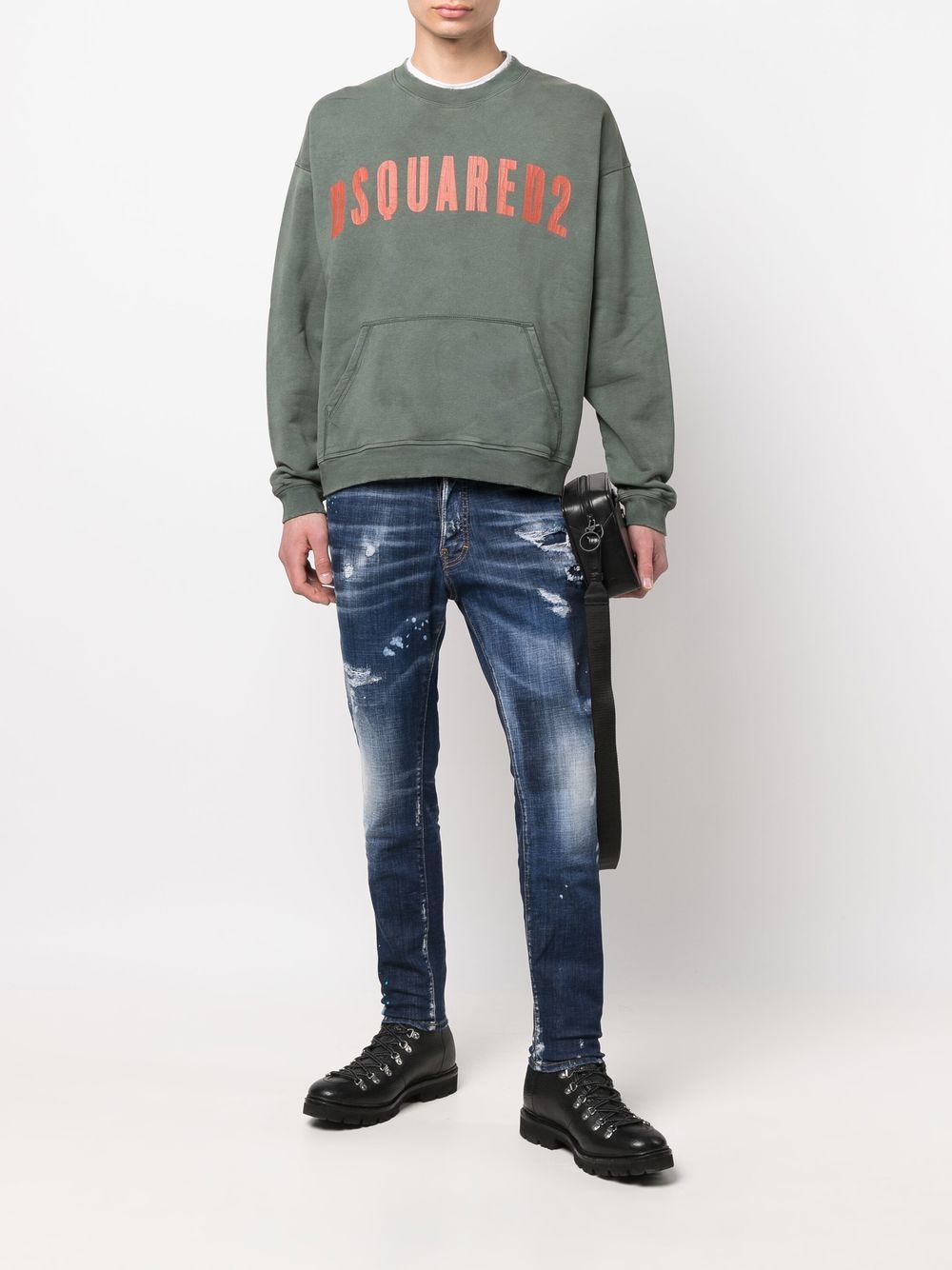 Dsquared2 Sweater met logoprint - Groen