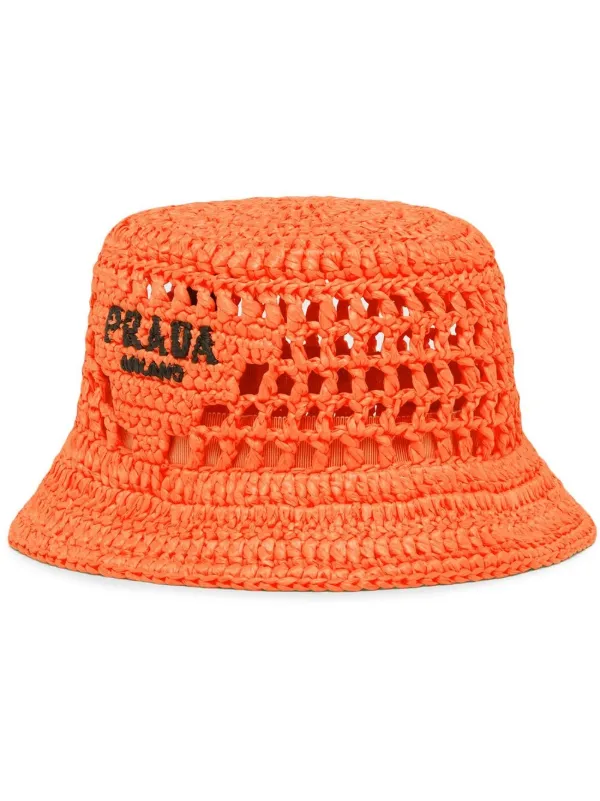 raffia embroidered-logo bucket hat