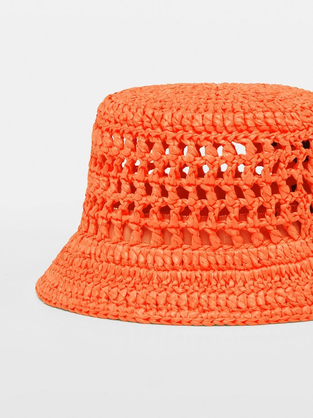 Shop Prada Raffia Bucket Hat In Orange
