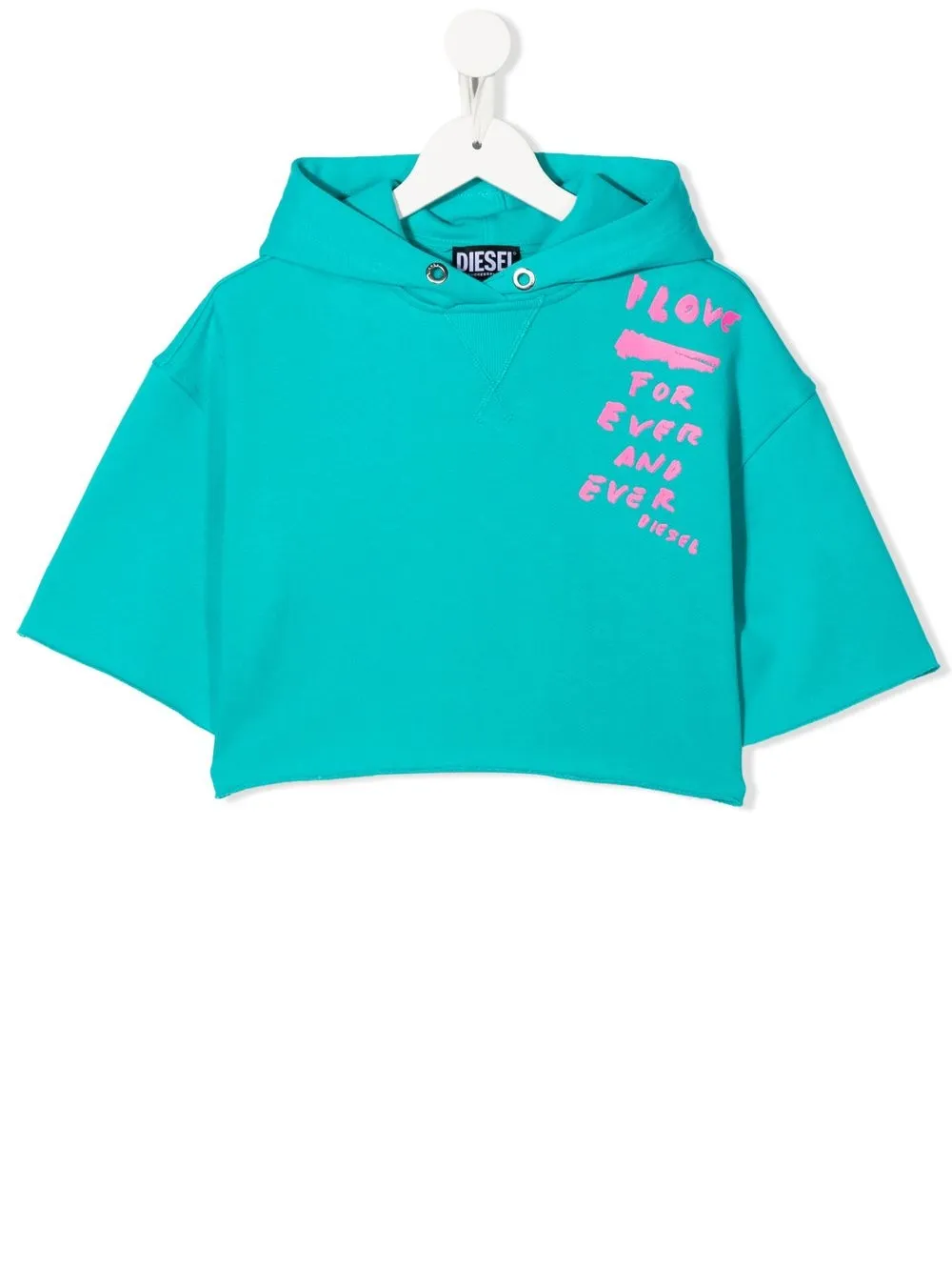 

Diesel Kids slogan-print cropped hoodie - Blue