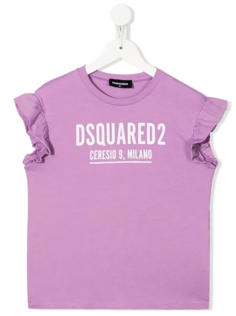 DSQUARED2 KIDS playera de manga con volantes