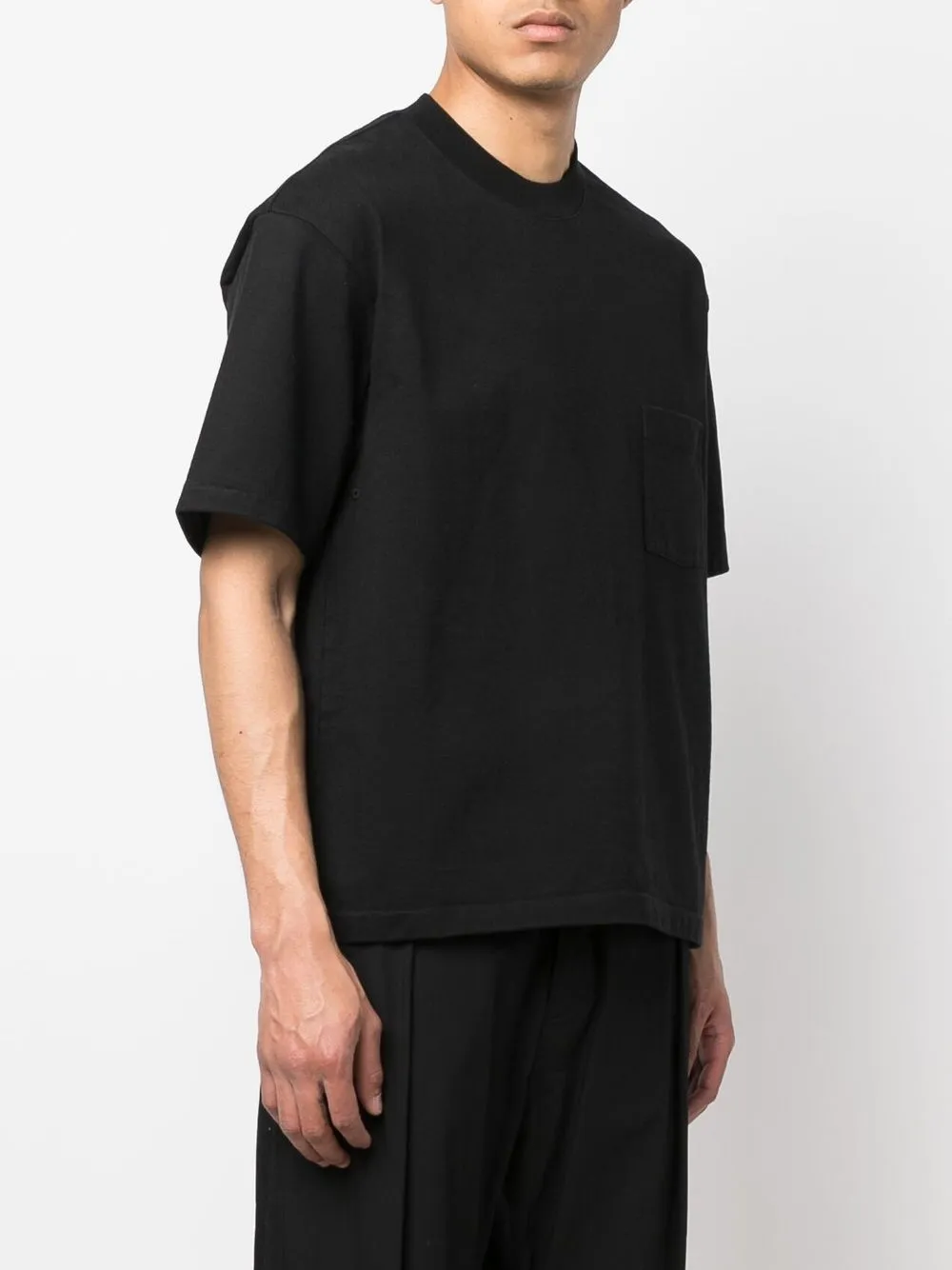 Auralee Stand-up Cotton T-shirt In Black