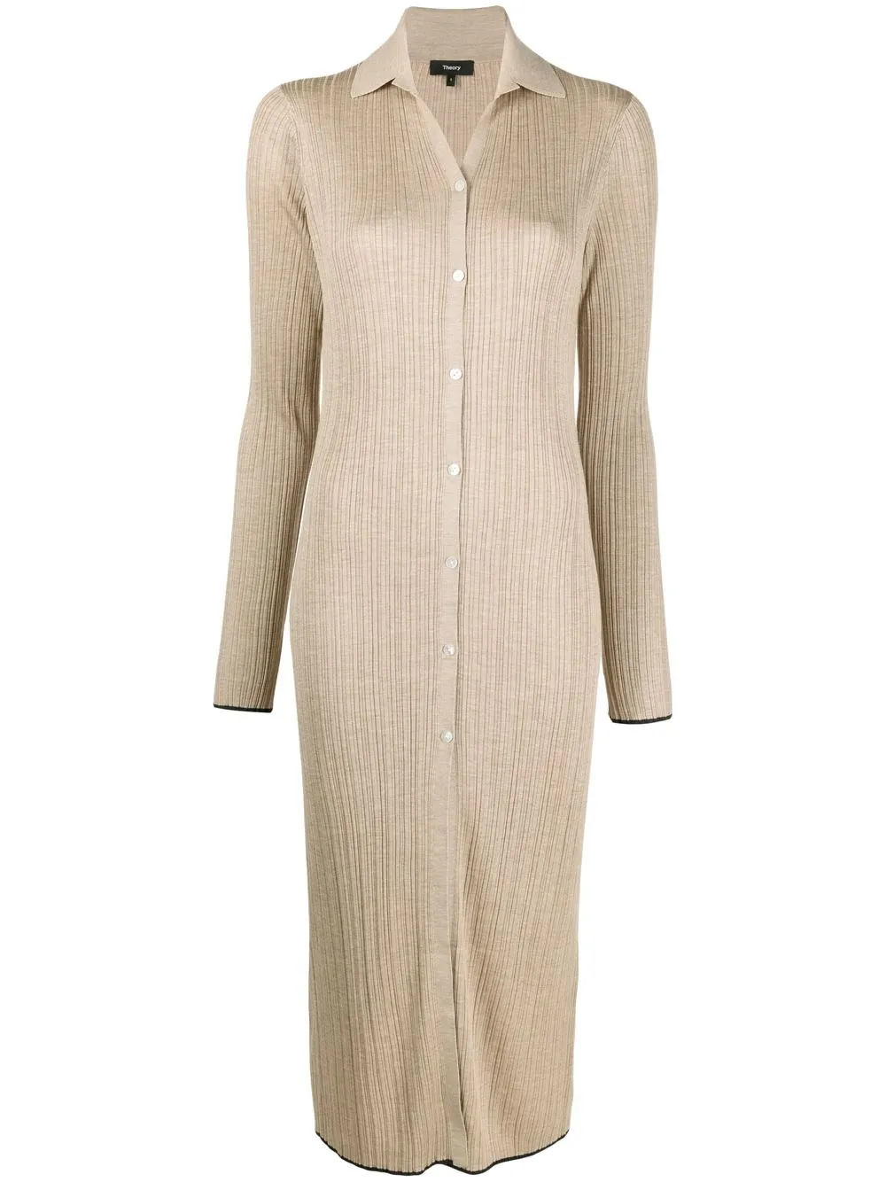Theory Buttondown Fastening Midi Dress In Beige ModeSens