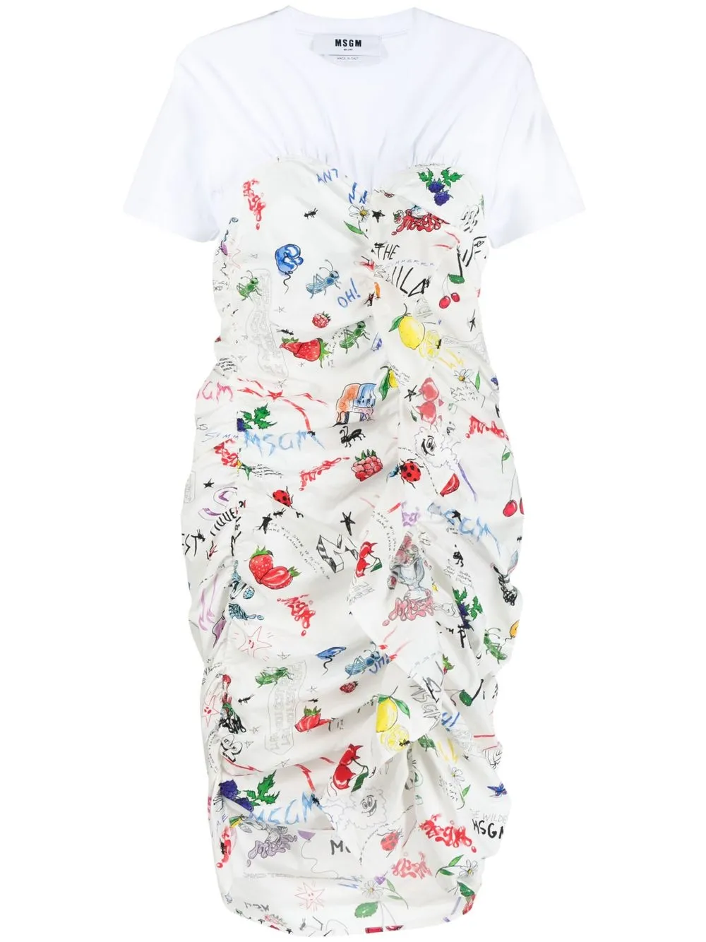 

MSGM vestido manga corta con estampado gráfico - Blanco